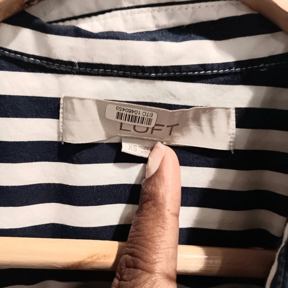 Loft Striped Poplin Short Sleeve Pocket Shirtdress size XS - Picture 6 of 9